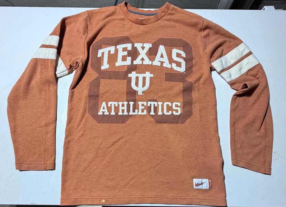 Vintage Nike Texas Athletics Longhorn Waffle Knit Thermal Long Sleeve Shirt